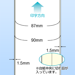 上質紙ロールラベル 連続(幅87)裏スリット入